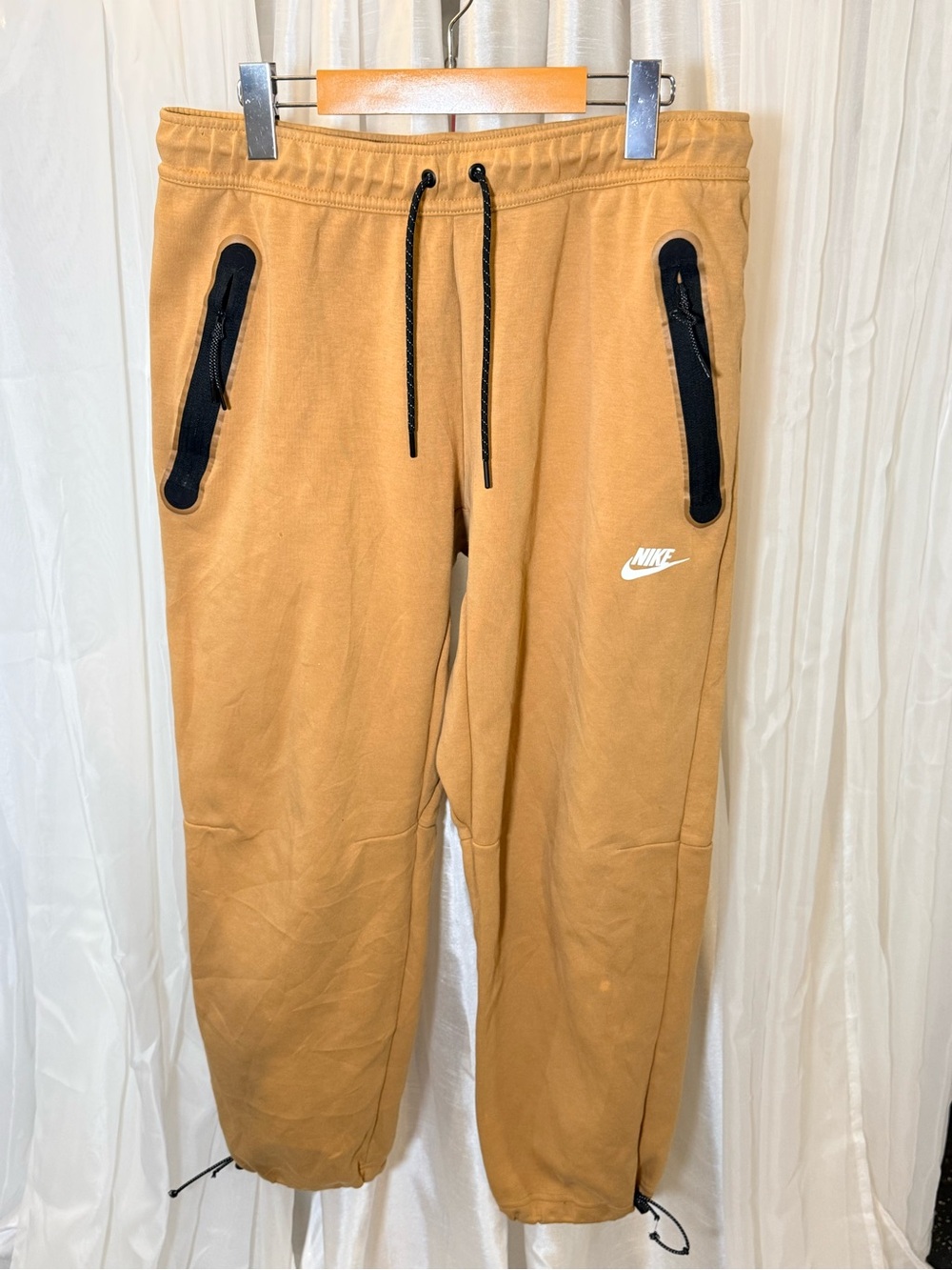 Nike Men's Caramel/Tan Drawstring Jogger Pants with Black Accents